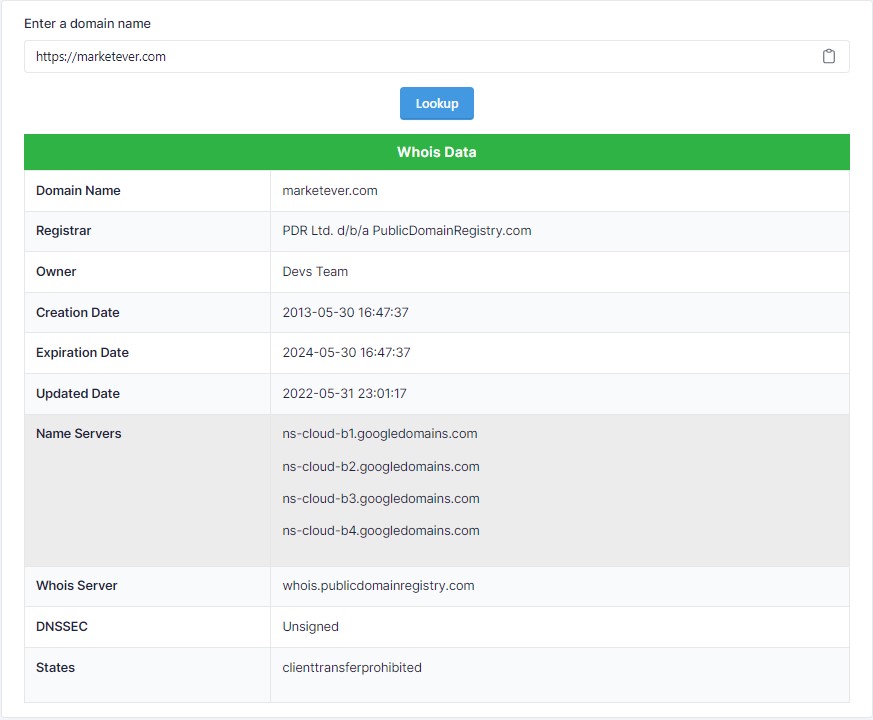 Whois Domain Lookup